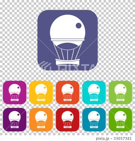 Aerostat balloon icons set flat Aerostat balloon icons set flat 33057381
