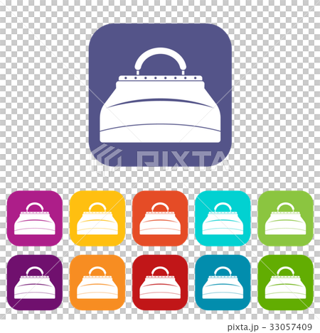 Carpetbag icons set flat 33057409