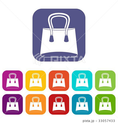 Small woman bag icons set flat Small woman bag icons set flat 33057433