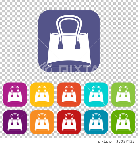 Small woman bag icons set flat 33057433