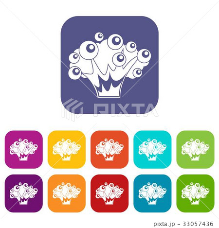 High power explosion icons set flat 33057436