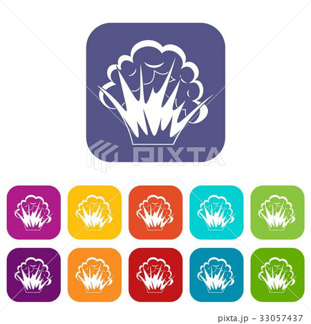 Flame and smoke icons set flat 33057437