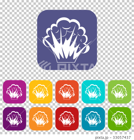 Flame and smoke icons set flat 33057437