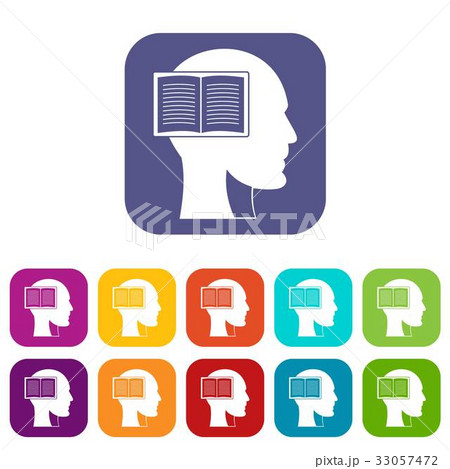 Head with open book icons set flat Head with open book icons set flat 33057472