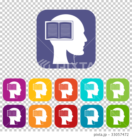 Head with open book icons set flat Head with open book icons set flat 33057472