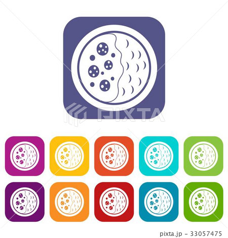 Asian soup icons set flat 33057475