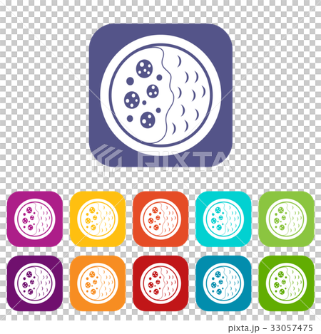 Asian soup icons set flat 33057475