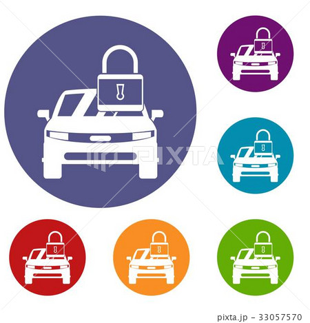 Car with padlock icons set 33057570