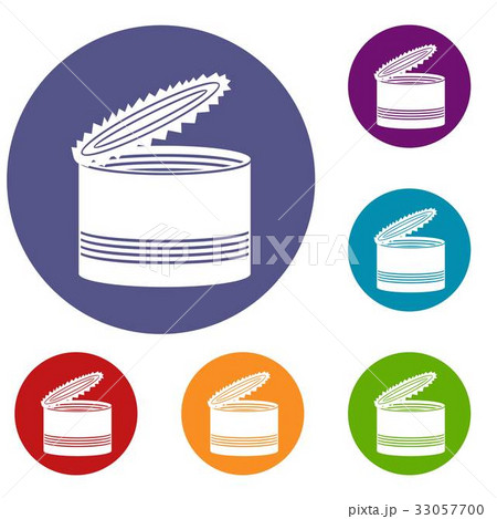 Open tin can icons set 33057700