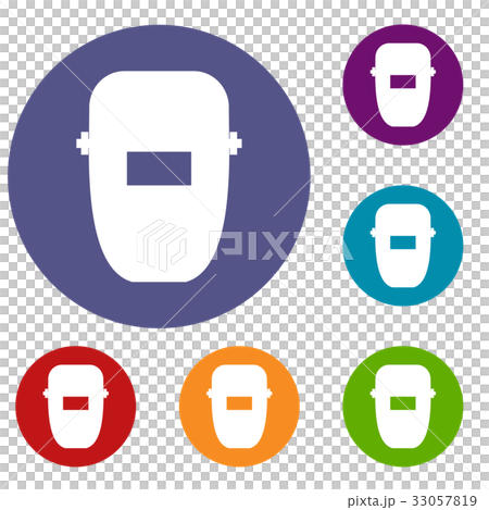 Welding mask icons set 33057819
