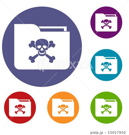 File folder with a skull icons set 33057950
