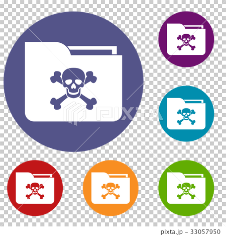 File folder with a skull icons set 33057950