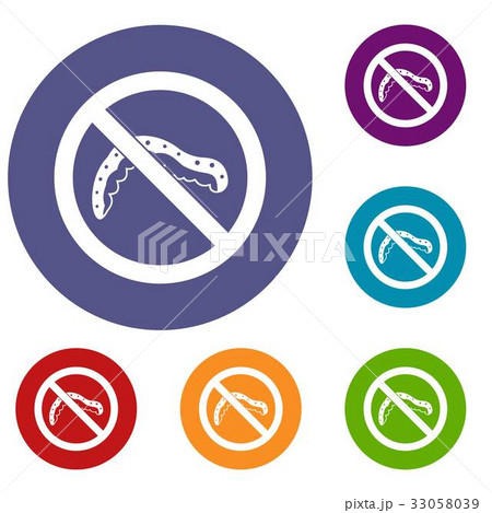 No caterpillar sign icons set 33058039