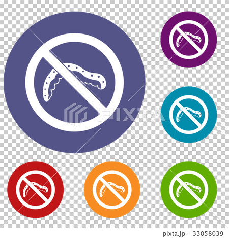 No caterpillar sign icons set 33058039