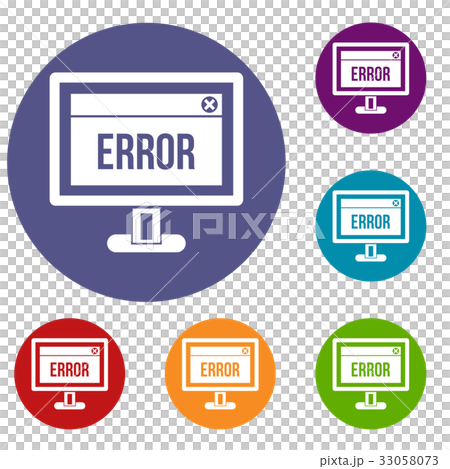 Error sign on a computer monitor icons set Error sign on a computer monitor icons set 33058073