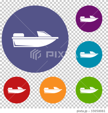 Sports powerboat icons set Sports powerboat icons set 33058081