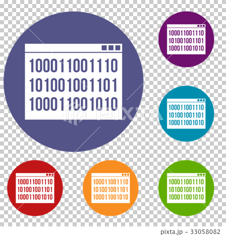 Binary code icons set 33058082