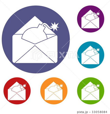 Envelope with bomb icons set Envelope with bomb icons set 33058084