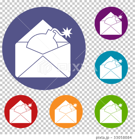 Envelope with bomb icons set Envelope with bomb icons set 33058084
