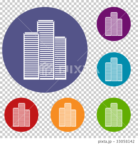 Skyscrapers in Singapore icons set 33058142