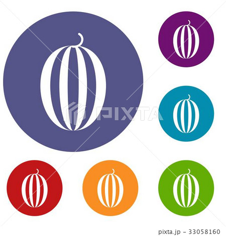 Striped melon icons set 33058160