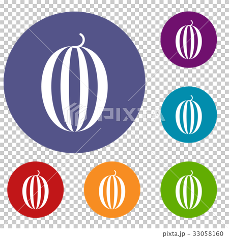 Striped melon icons set 33058160