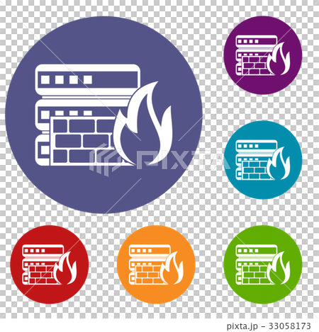 Database and firewall icons set 33058173