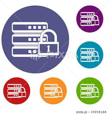 Database with padlock icons set Database with padlock icons set 33058188