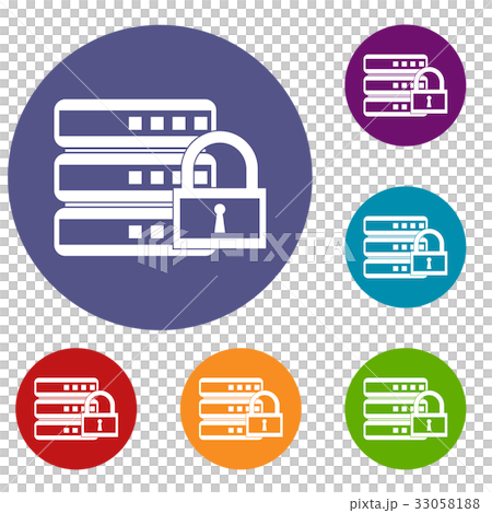 Database with padlock icons set Database with padlock icons set 33058188