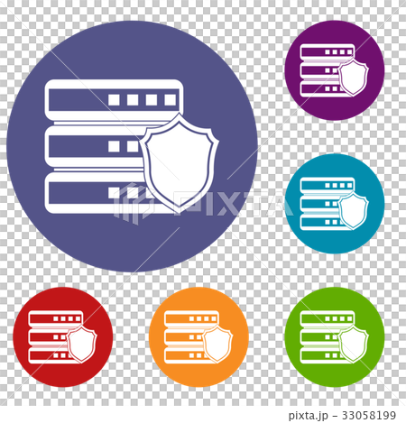 Database with gray shield icons set 33058199