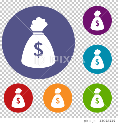Money bag icons set 33058335
