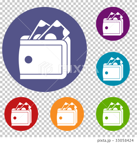 Wallet with cash icons set - Stock Illustration [33058424] - PIXTA