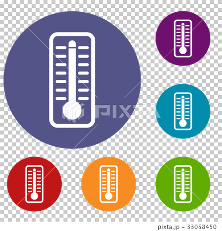 Thermometer indicates high temperature icons set - Stock Illustration ...