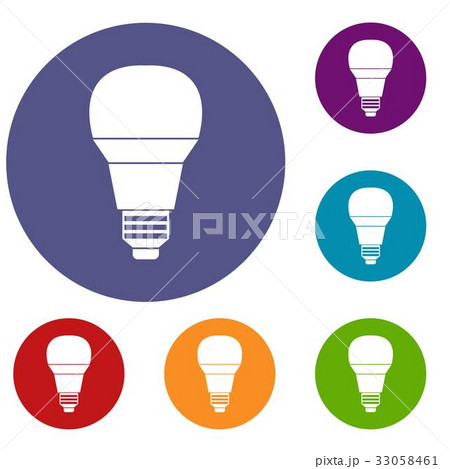 Glowing LED bulb icons set 33058461