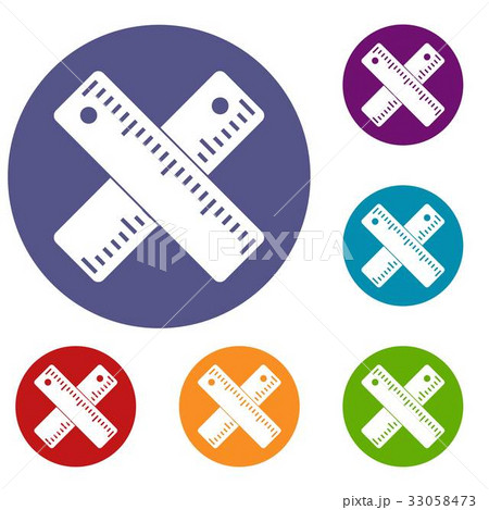 Two crossed rulers icons set Two crossed rulers icons set 33058473