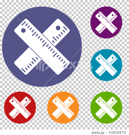 Two crossed rulers icons set Two crossed rulers icons set 33058473