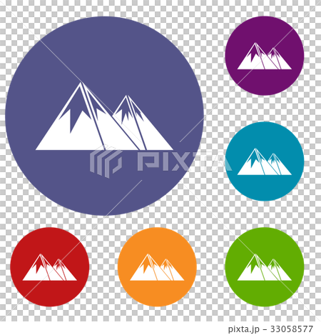 Mountains with snow icons set Mountains with snow icons set 33058577