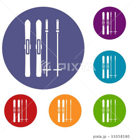 Skis and ski poles icons set Skis and ski poles icons set 33058580