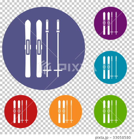 Skis and ski poles icons set Skis and ski poles icons set 33058580