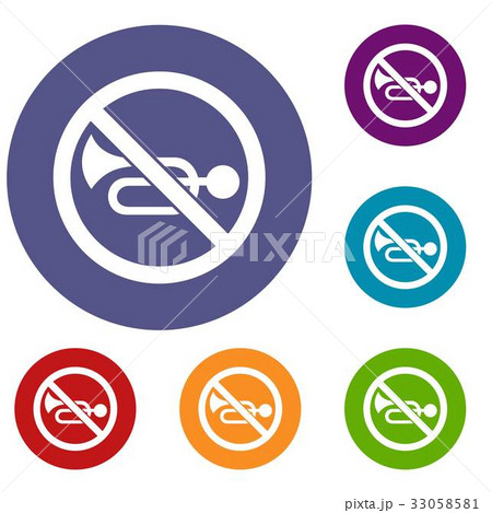 No horn traffic sign icons set No horn traffic sign icons set 33058581
