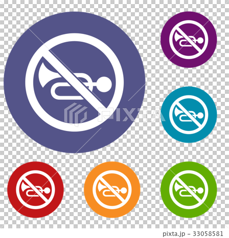 No horn traffic sign icons set 33058581