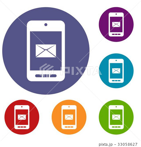 Smartphone with email symbol on the screen icons Smartphone with email symbol on the screen icons 33058627