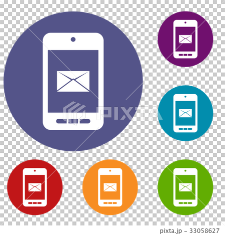Smartphone with email symbol on the screen icons Smartphone with email symbol on the screen icons 33058627