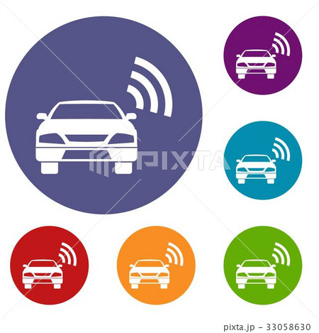 Car with wifi sign icons set Car with wifi sign icons set 33058630