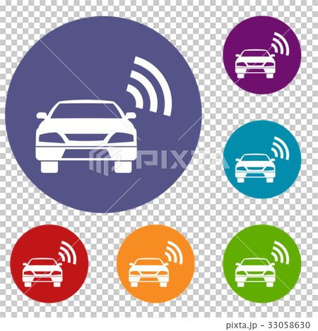 Car with wifi sign icons set Car with wifi sign icons set 33058630