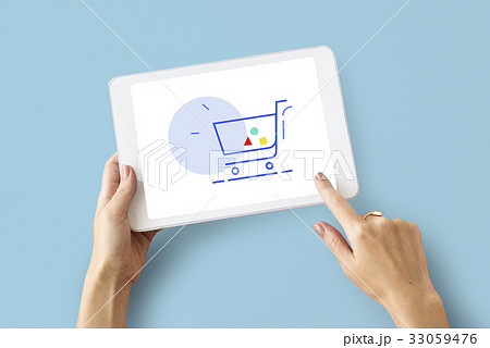 Showing Cart Trolley Shopping Online Sign Graphic 33059476