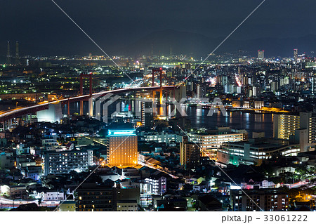 Kitakyushu City in japan at night 33061222