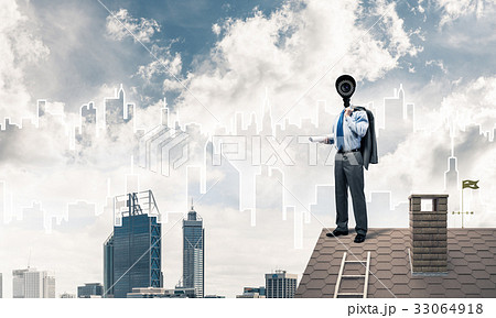 Concept of home security and privacy protection with camera head Concept of home security and privacy protection with camera head 33064918