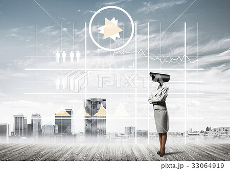 Concept of security and privacy protection with camera headed wo Concept of security and privacy protection with camera headed wo 33064919