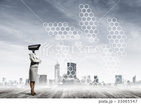 Concept of security and privacy protection with camera headed wo Concept of security and privacy protection with camera headed wo 33065547